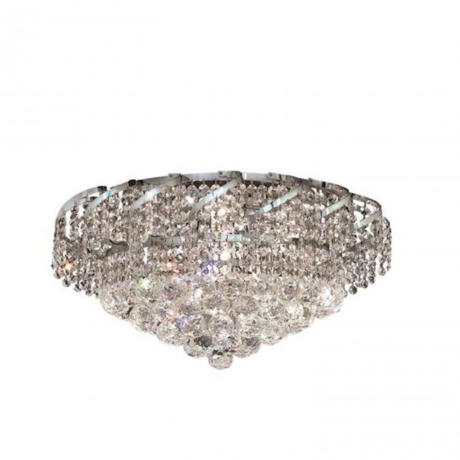  Belenus Chrome Eight-Light 20-Inch Flush Mount with Royal Cut Clear Crystal