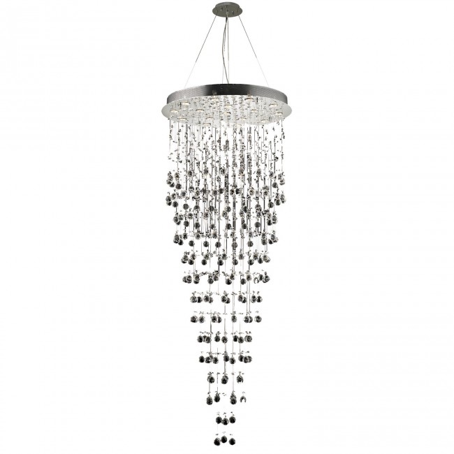 Galaxy Chrome Sixteen-Light 30-Inch Semi Flush Mount with Royal Cut Clear Crystal