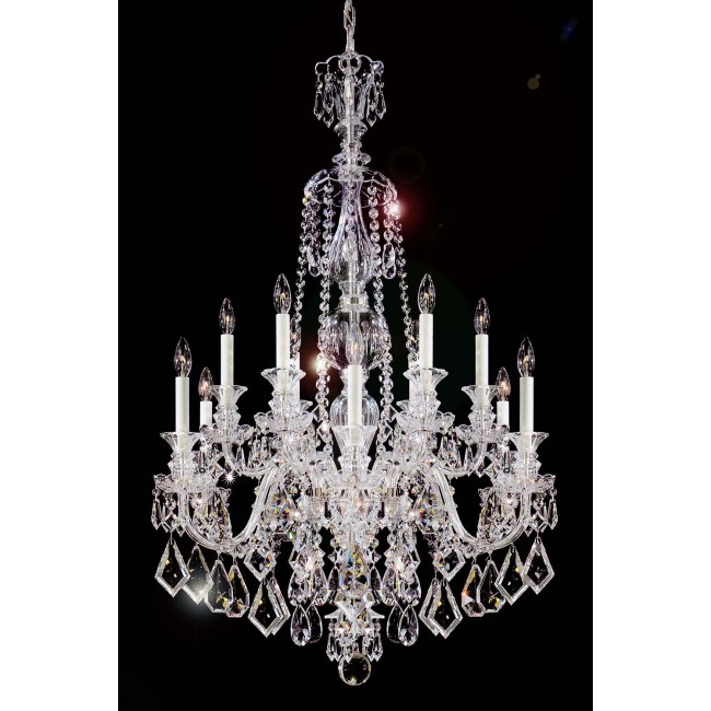 12 Lights Bohemian Crystal chandelier in polished chrome finish