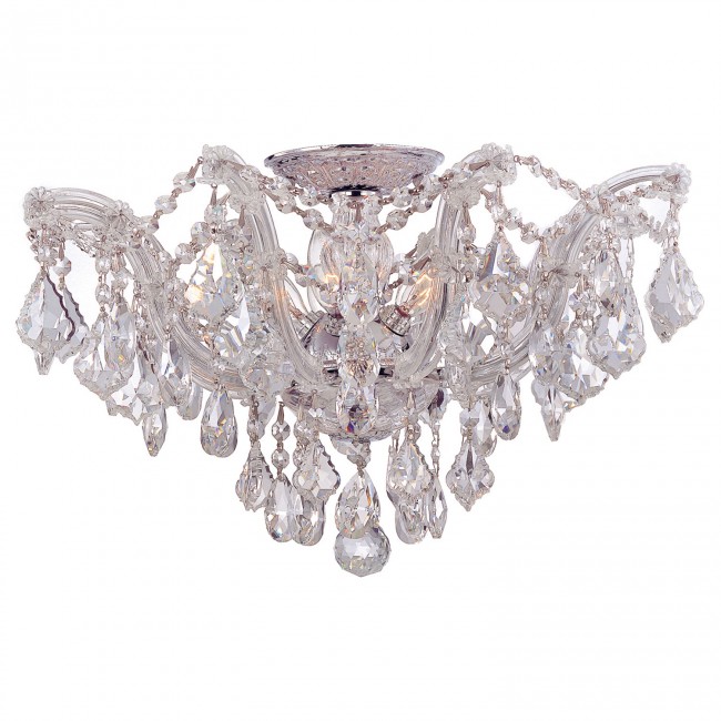 Group Maria Theresa Polished Chrome Five-Light Semi Flush Mount with Swarovski Spectra Crystals