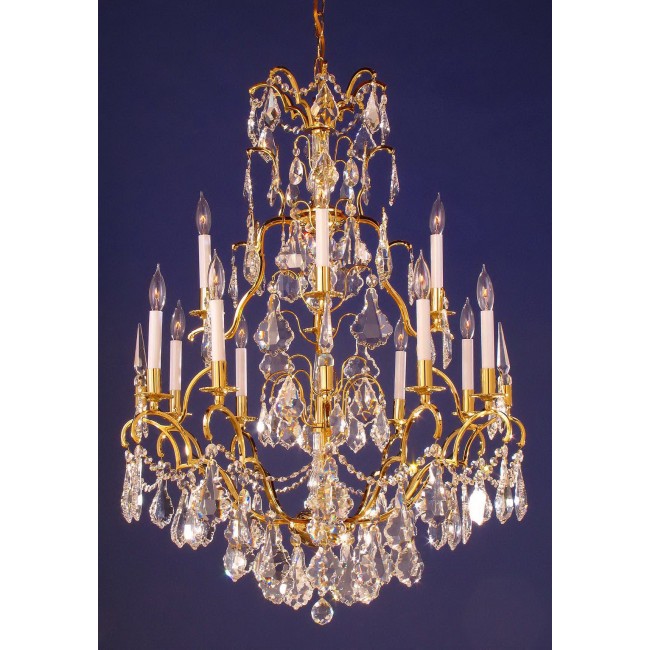 13 lights traditional crystal chandelier in gold plated finish