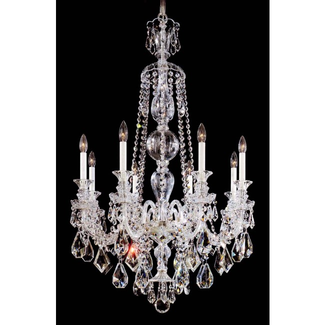 8 Lights Bohemian Crystal chandelier in polished chrome finish