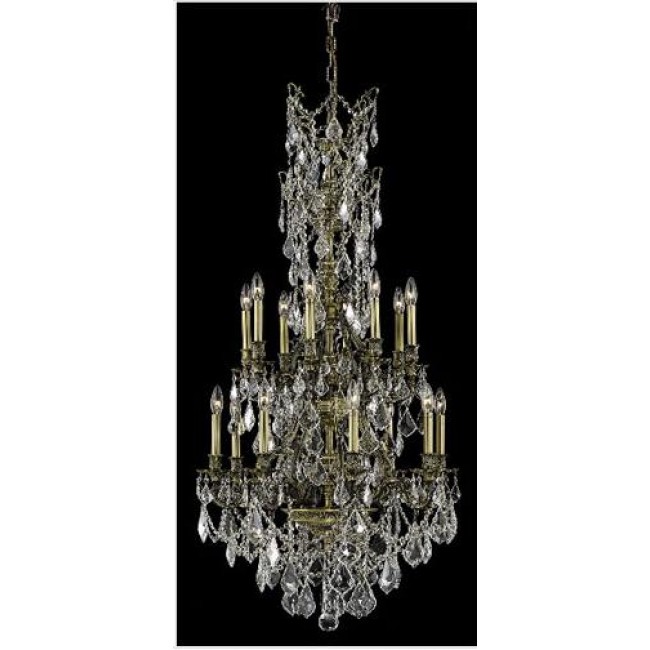 Bronze Sixteen-Light 27-Inch Chandelier with Royal Cut Clear Crystal
