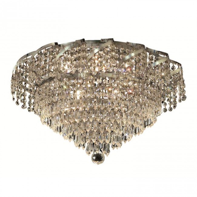 Belenus Chrome Eight-Light 20-Inch Flush Mount with Royal Cut Clear Crystal