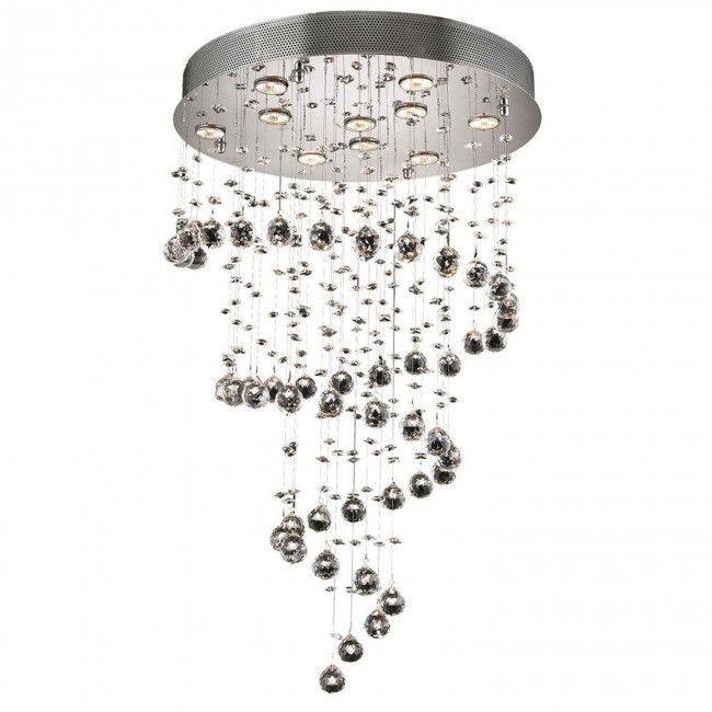 Galaxy Chrome Ten-Light 24-Inch Semi Flush Mount with Royal Cut Clear Crystal