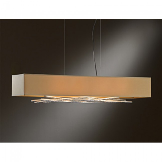 Vintage Platinum Four-Light Linear Pendant with Doeskin Suede Shade