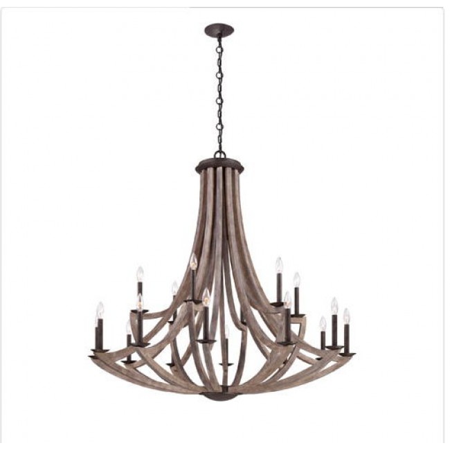 18 Light Chandelier with Wood