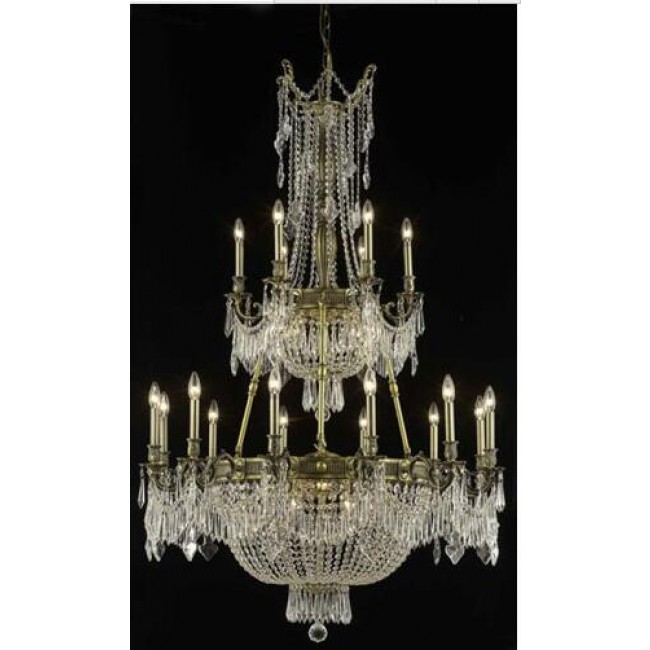 Bronze Twenty-Seven Light Chandelier with Clear Royal Cut Crystals