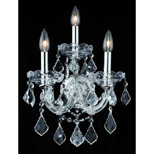 3 Lights crystal wall sconce chrome finish