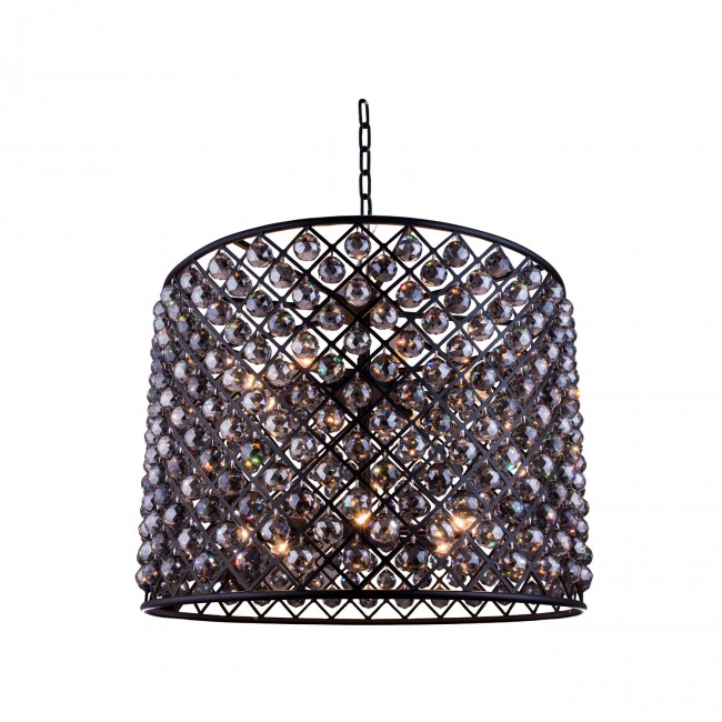 Madison Mocha Brown Twelve-Light Pendant with Royal Cut Silver Shade Crystals