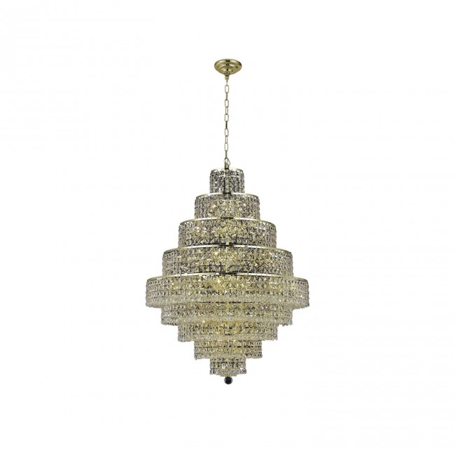 Gold Twenty-Light Chandelier with Clear Royal Cut Crystals