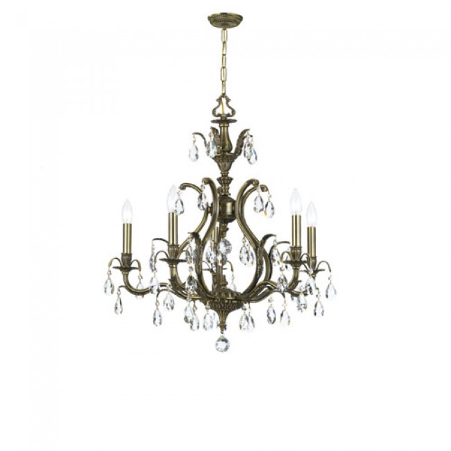 Dawson Brass Five-Light Chandelier with Golden Teak Swarovski Elements
