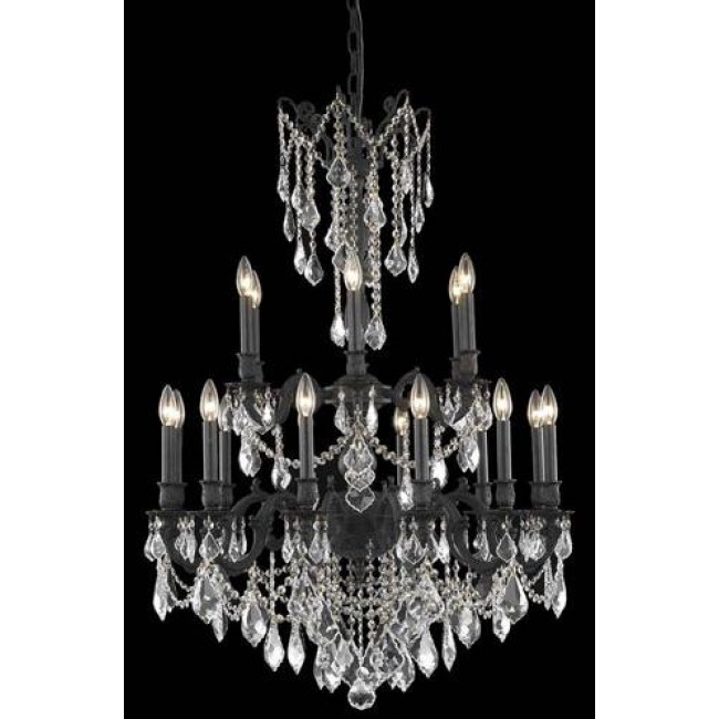 Bronze Chandelier with Royal Cut Crystal