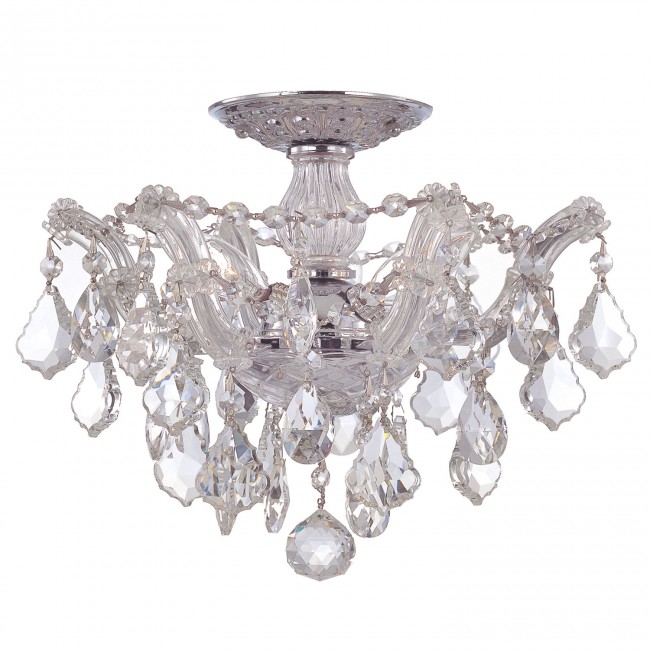 Group Maria Theresa Polished Chrome Three-Light Semi Flush Mount with Swarovski Elements Crystals