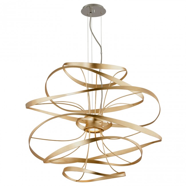 Gold Leaf with Polished Stainless Accents 34-Inch LED Two-Light Pendant