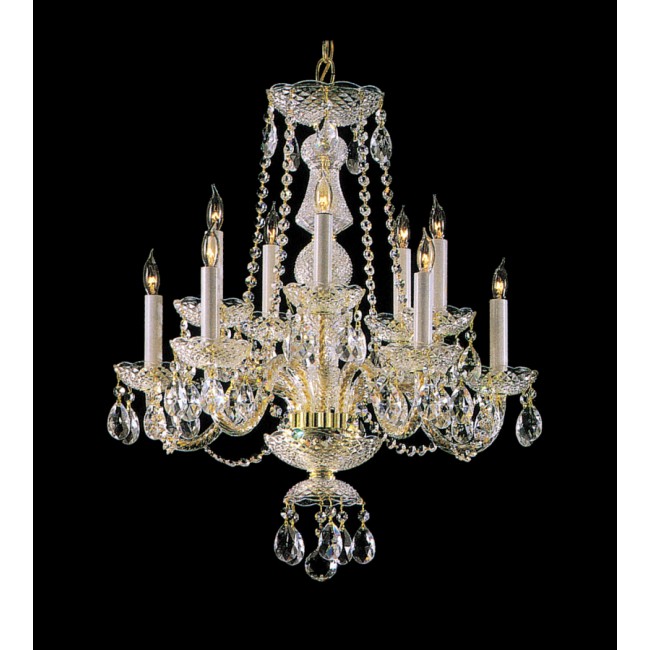 5+5 Light traditional Chandelier Draped in Chinese clear Crystal with gold finish 
