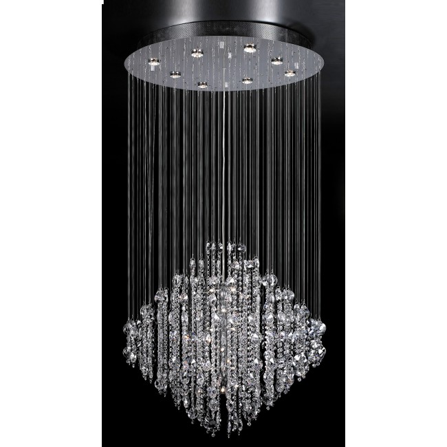 Crystal Fantasy 16 lite chandelier features flowing suspended chinese crystals 