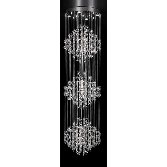 Crystal Fantasy 16 lite chandelier features flowing suspended chinese crystals 