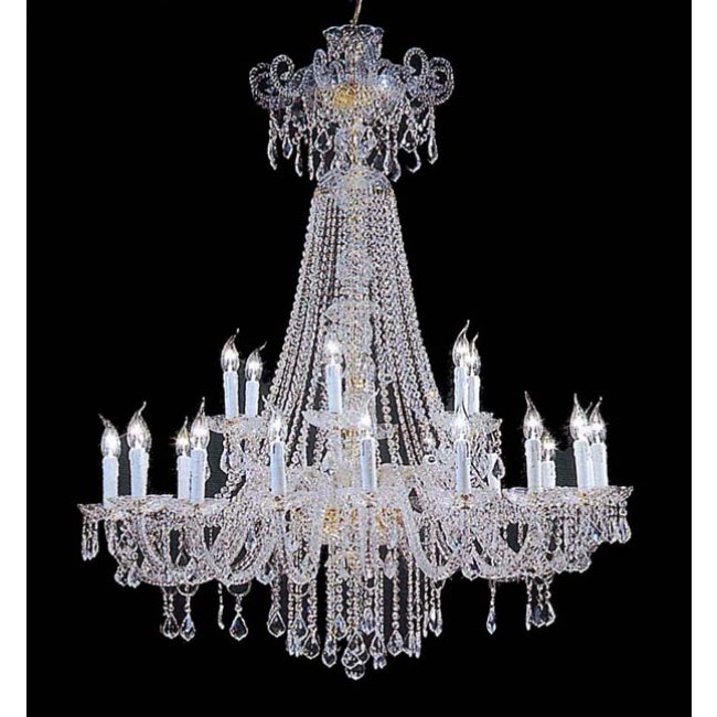 24 Lights Bohemian Crystal chandelier in polished chrome finish