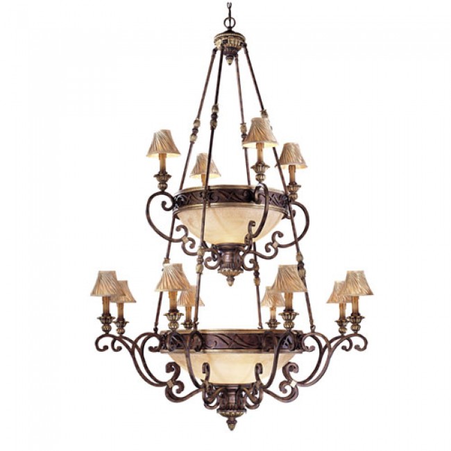 Zaragoza Golden Bronze Nineteen-Light Two Tier Chandelier