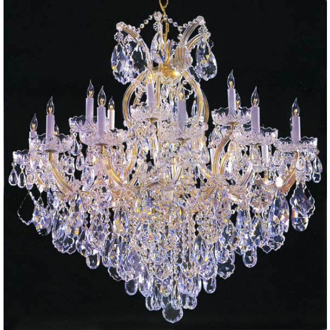 Gold plated Maria Theresa chandelier dressed with 25% Full Lead crystal