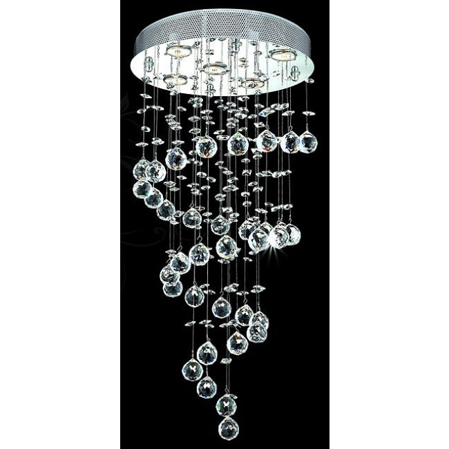 5 light polished chrome Contemporary spiral Crystal Chandelier 