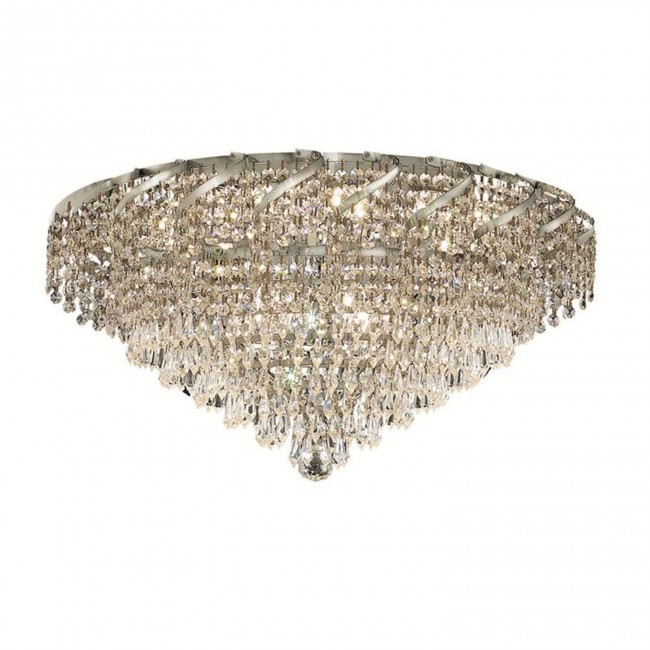 Belenus Chrome Eighteen-Light 26-Inch Flush Mount with Royal Cut Clear Crystal