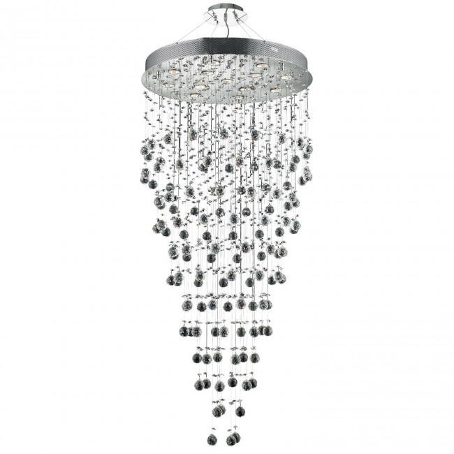 Galaxy Chrome Thirteen-Light 28-Inch Semi Flush Mount with Royal Cut Clear Crystal