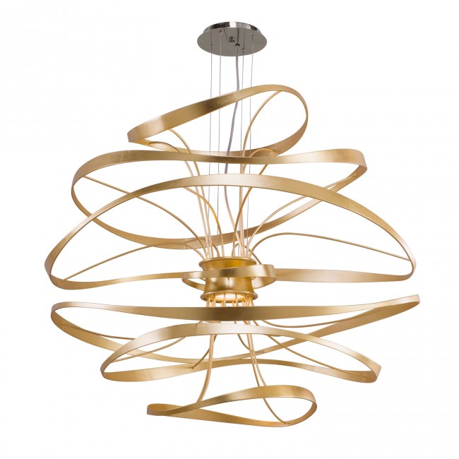 Gold Leaf with Polished Stainless Accents 42-Inch LED Two-Light Pendant