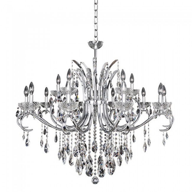  Chrome 15-Light 42-Inch Wide Chandelier with Firenze Clear Crystal