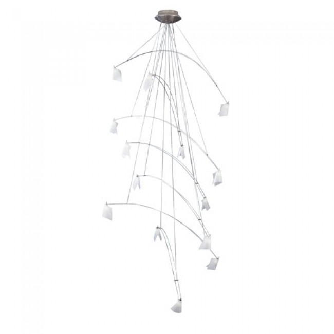  48-Inch Chandelier with White Flight Paper Shades