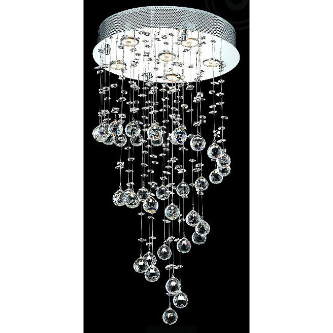 6 light polished chrome Contemporary spiral Crystal Chandelier 