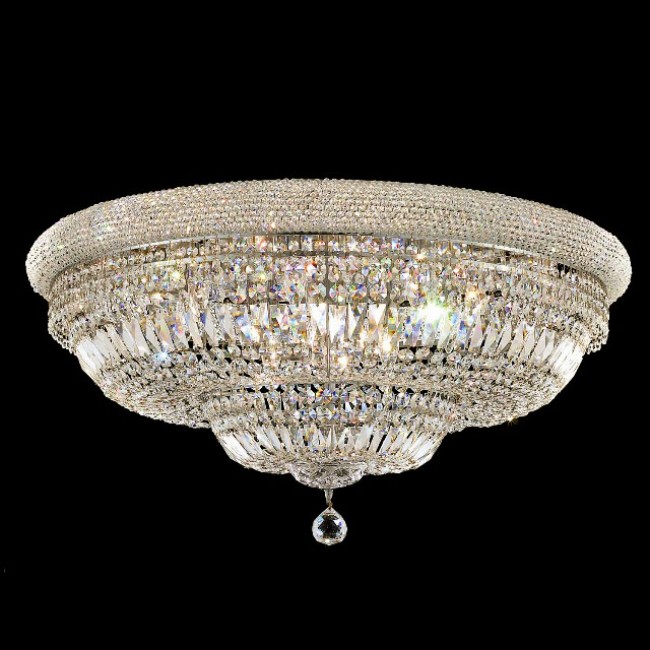 20 light large crystal flush mount fixture chrome plated 