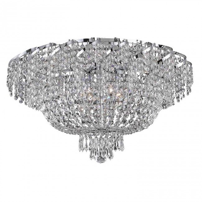  Belenus Chrome Eighteen-Light 26-Inch Flush Mount with Royal Cut Clear Crystal