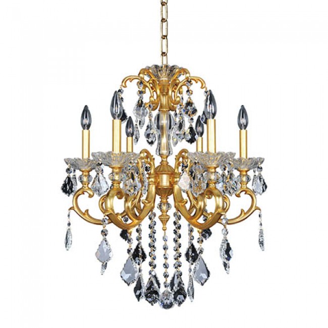 Gold Six-Light Chandelier with Firenze Clear Crystal