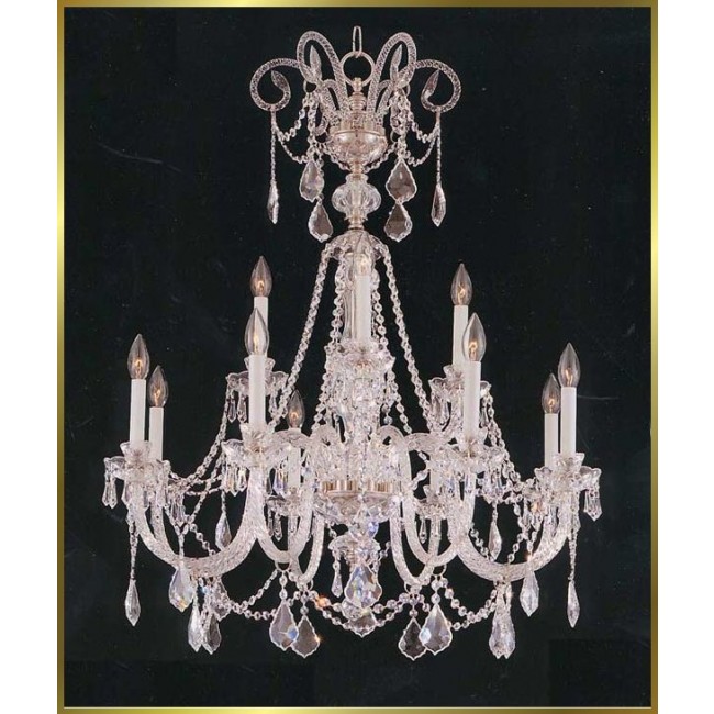 12 Lights Bohemian Crystal chandelier in polished chrome finish