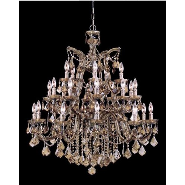  Ten-Light Chandelier with Golden Teak Swarovski Strass Crystal