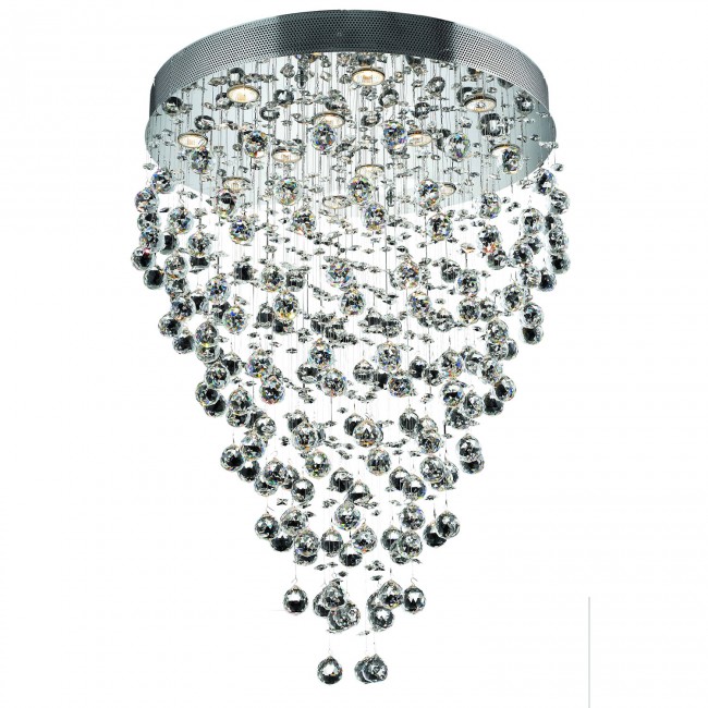 Galaxy Chrome Twelve-Light 28-Inch Semi Flush Mount with Royal Cut Clear Crystal