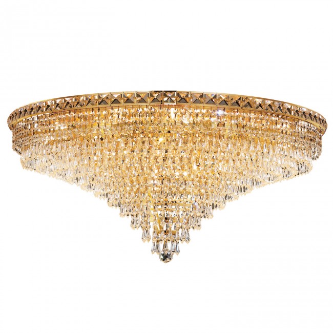 Tranquil Gold Twenty-One Light 36-Inch Flush Mount with Royal Cut Clear Crystal