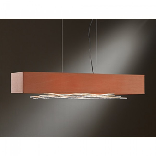 Vintage Platinum Four-Light Linear Pendant with Terra Suede Shade