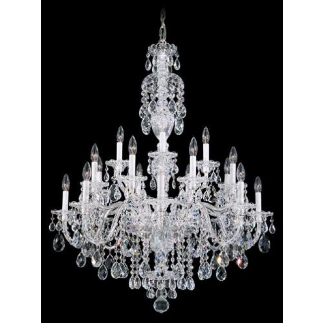 Silver 20-Light Clear Heritage Handcut Crystal Chandelier, 34W x 43H x 34D