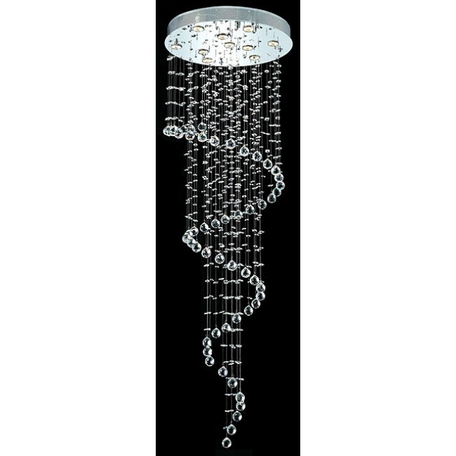10 light polished chrome Contemporary spiral Crystal Chandelier 