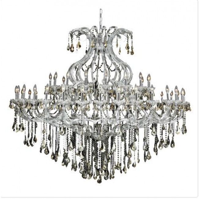 Forty-Nine Light 72-Inch Chandelier with Royal Cut Golden Teak Smoky Crystal