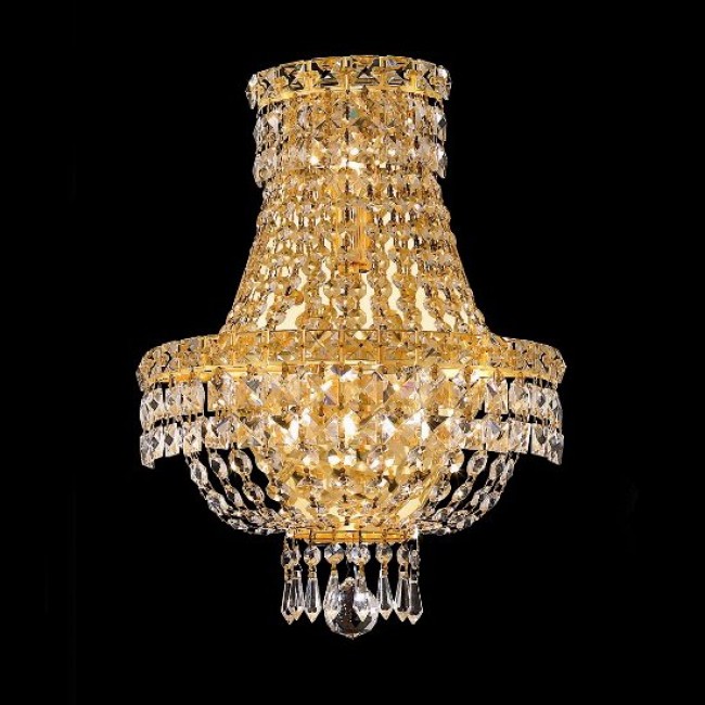 3 Light Tranquil Crystal Wall Sconce in gold plated finish
