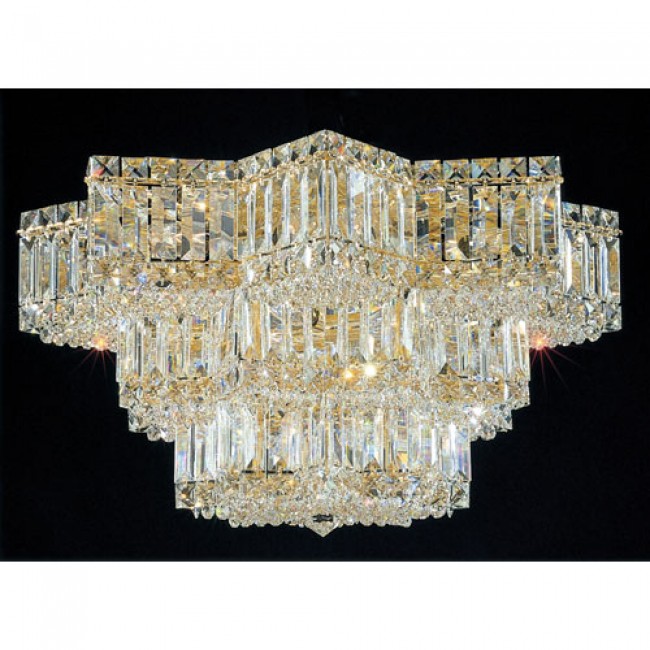  Gold 13-Light Clear Gemcut Flush Mount Light, 22.5W x 13.5H x 22.5D