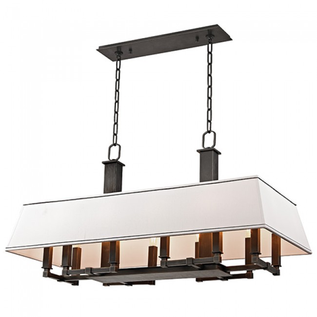 Old Bronze 12-Light Island Pendant with White Shade