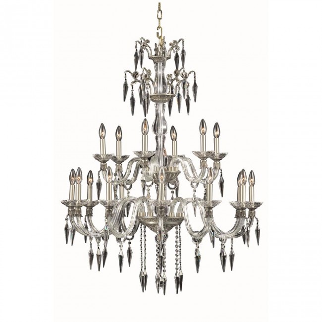  Pewter 18-Light Chandelier with Elegant Cut Crystal