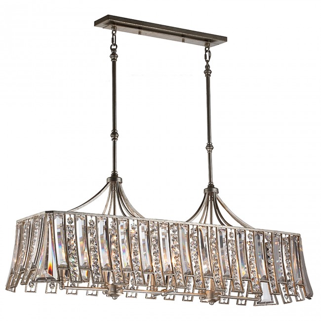 Silver Leaf Eight-Light Island Chandelier