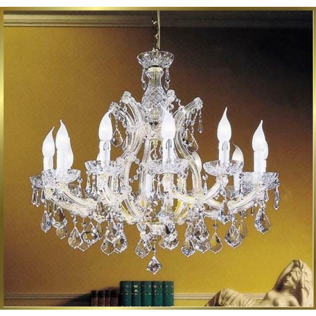 12 Lights Maria Theresa crystal chandelier dressed with clear crystals