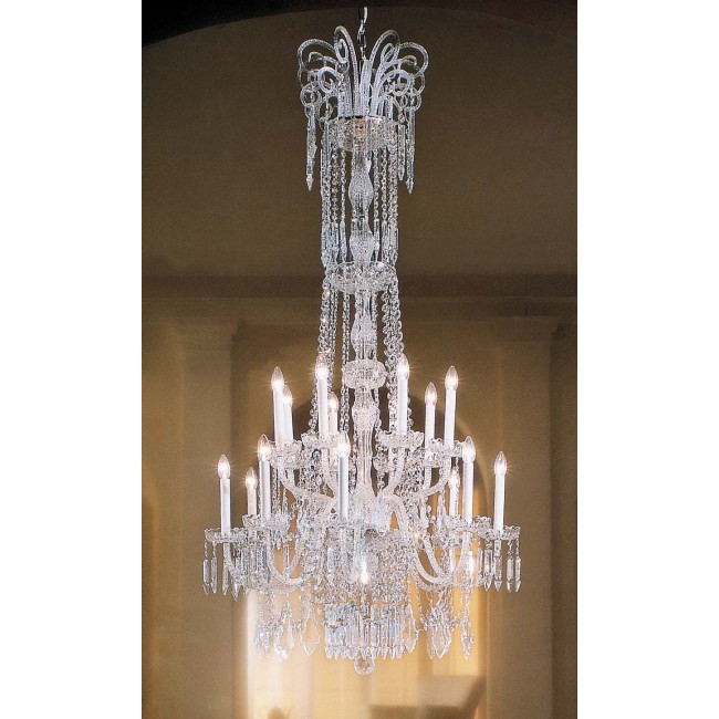 16 Lights Bohemian Crystal chandelier in polished chrome finish